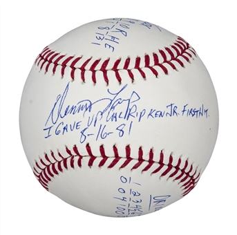 Cal Ripken Jr. Line Score Baseball From His First Career Hit - Signed By Pitcher Dennis Lamp (PSA)